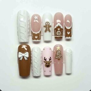 Festive Brown and Pink Nail Art Set